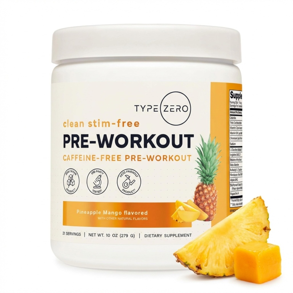 零清洁兴奋剂 自由工作前粉 + Nitric Oxde 助推器,配有 L-Citrulline Malate, Arginine AKG, Beta Alanine - 咖啡因和兴奋剂 免费 - 菠萝 Mango Flavor, 21 服务