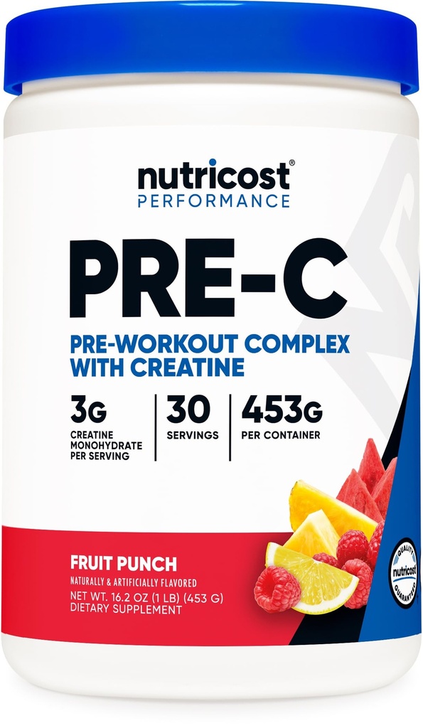 配有Creatine(Fruit Punch QQ 30 services)的C前工作综合体 粉末 - Boost Fintes Routines, 453g