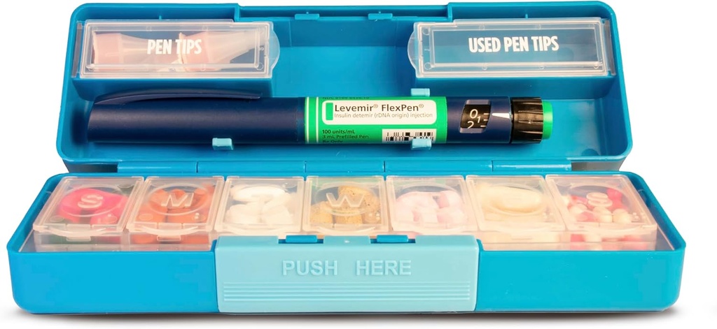 GMS集团医疗供应公司,LLC Diabetic Pen Case & 7 Day Medicine 组织者 - diabetic supplements旅行套件 - 在一个光谱医学提醒器上 - 安全地持有新旧无忧 - 小型和散乱