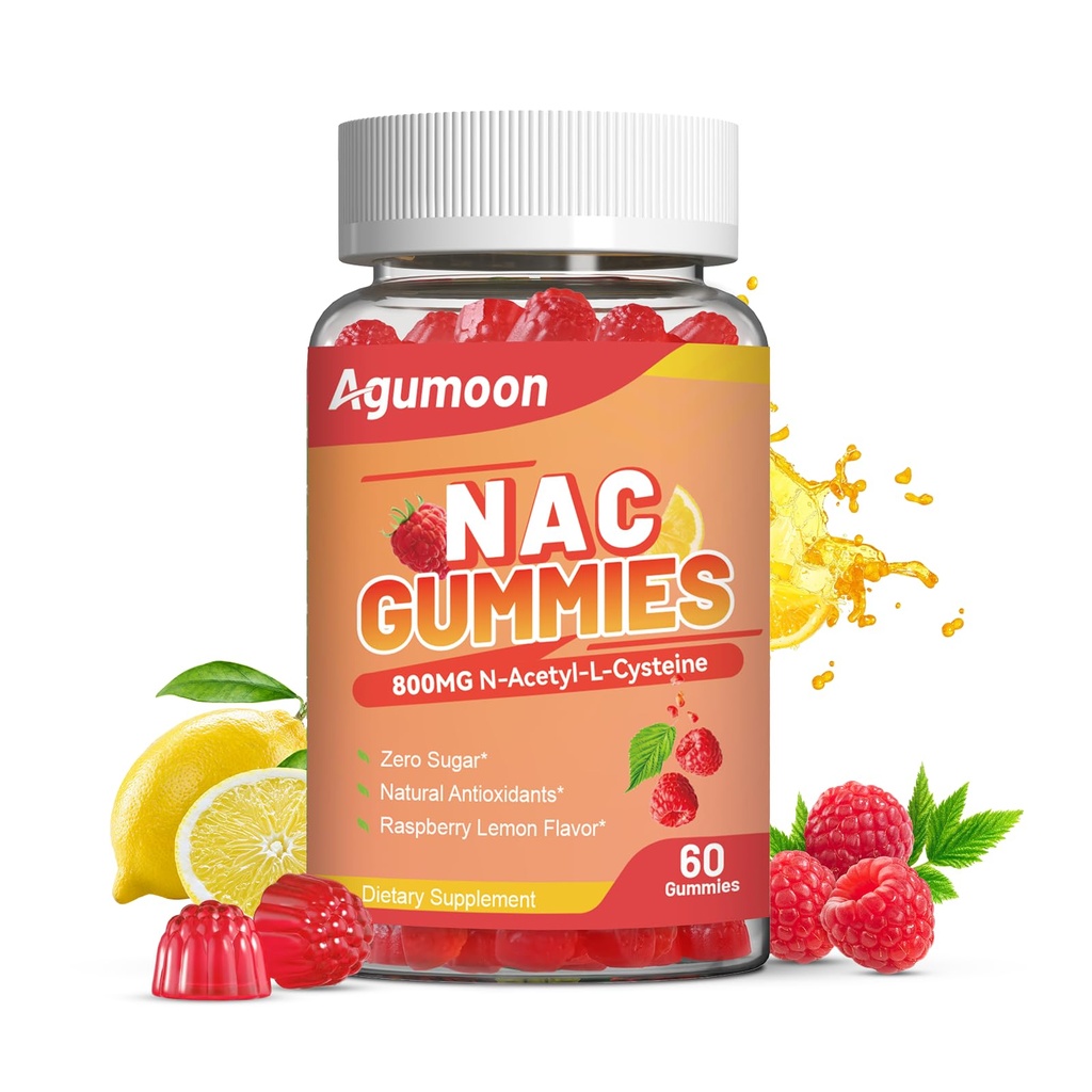 NAC Gummys 800mg for Adults and 400mg for Kids, NAC 补充 N-乙酰Cysteine,无糖-60 Vegan Gummys,抗氧化剂补充剂,免疫支持