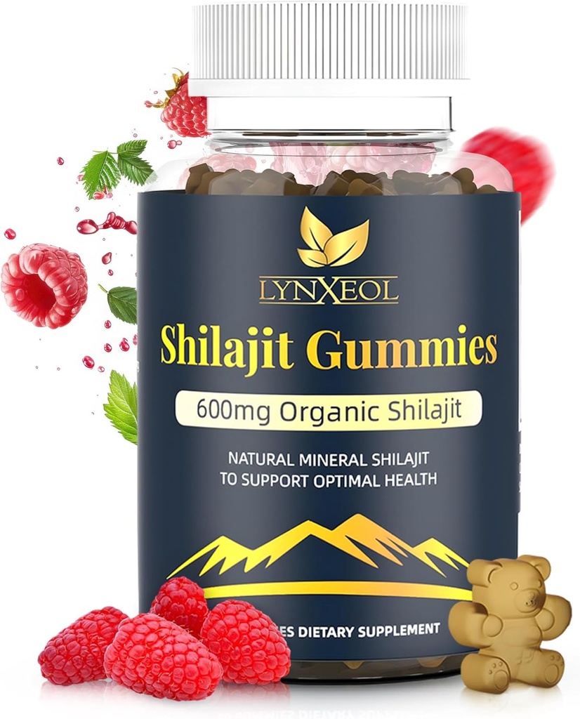 纯喜马拉雅Shilajit Gold Gummys 配有 Gokshura & Ashwagandha – 无糖,有机,试验用85+痕量矿物和富尔维奇酸 – 非GMO 男女补充,60 Gummys