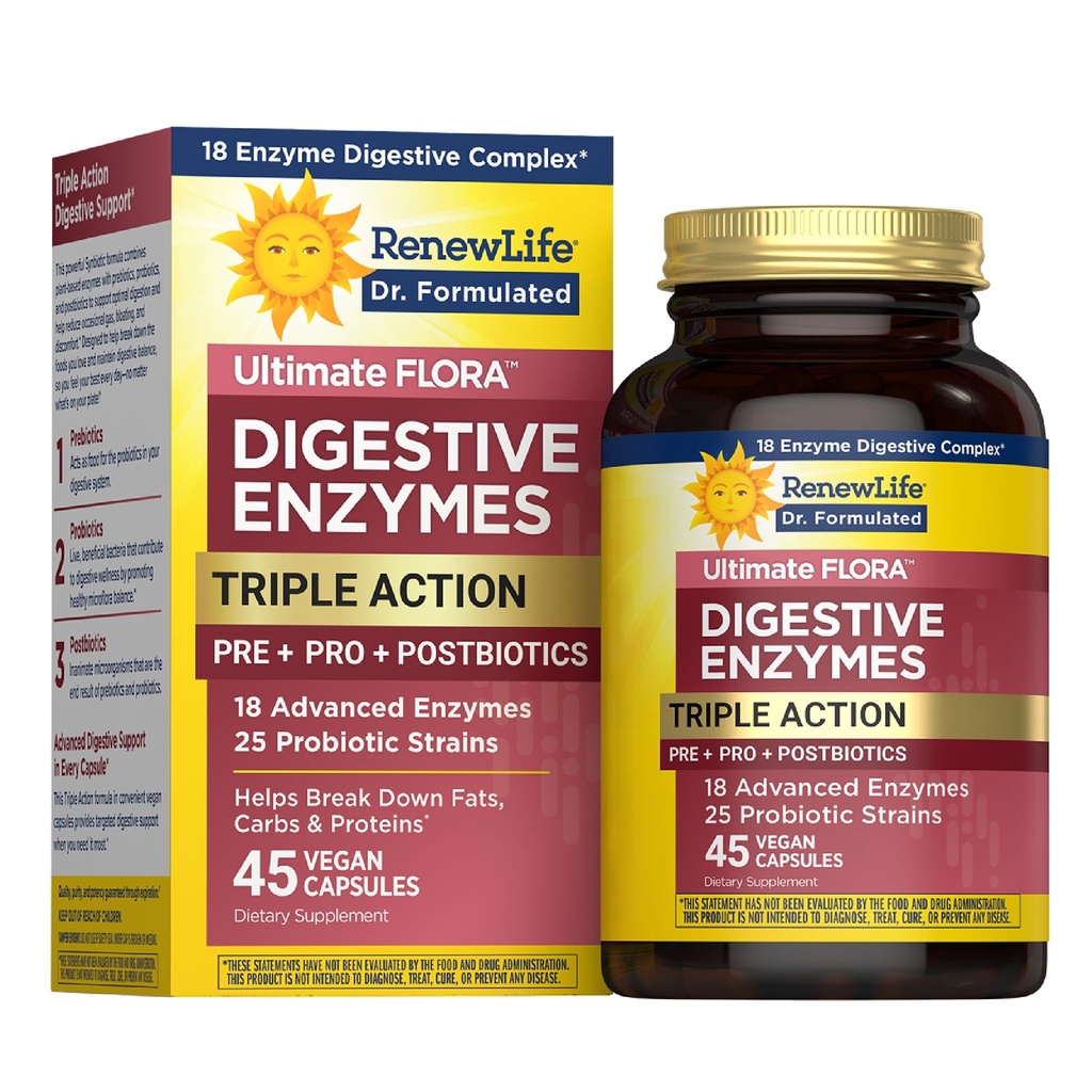 更新生命极乐植物消化酶 配有亲生药和预生药 医生 配制 45 Vegan Capsules 配制的易燃气, Bloating & Discomfort 配制乳品、大豆和Gluten免费补充品
