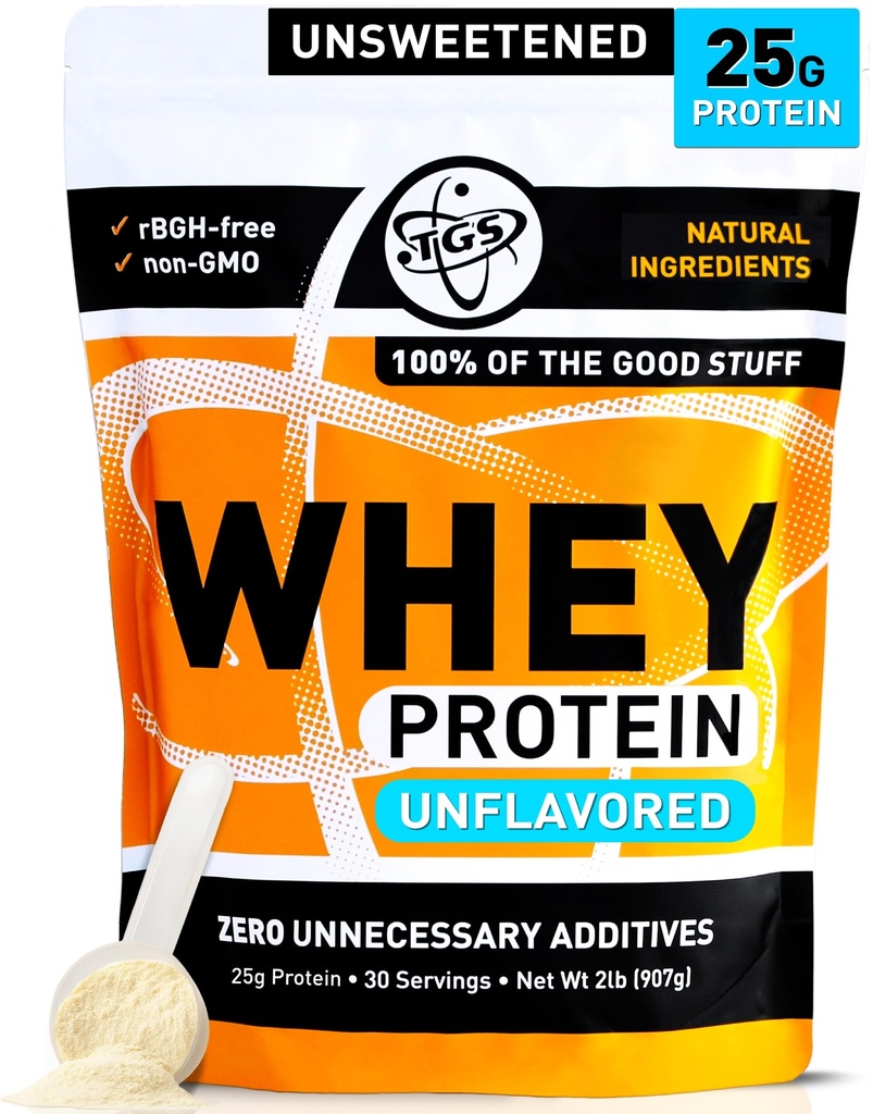 TGS 营养 Whey 蛋白质粉无味,无甜味 - 没有人工食品供男性和女性使用 - 2lb 无豆类,无胶质, Keto 友好 - 工作后肌肉复苏