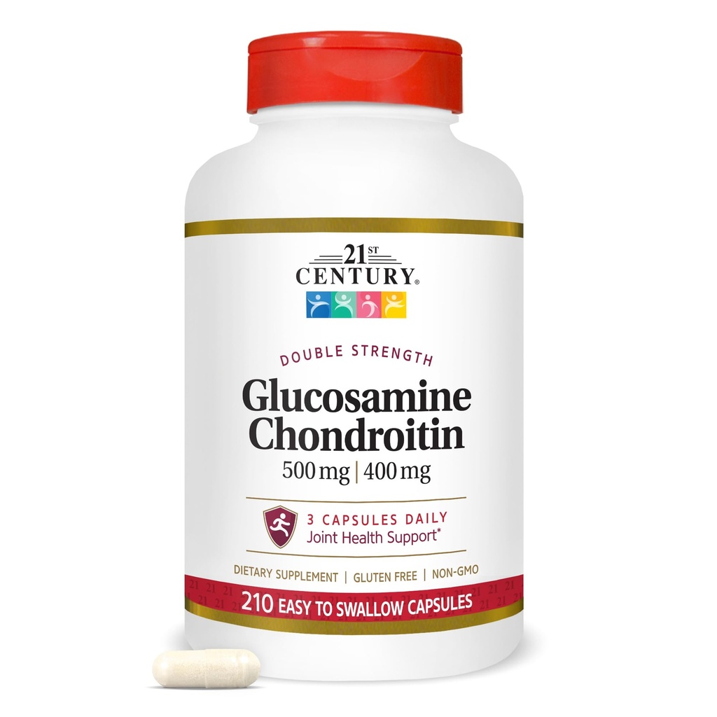 21世纪双强Glucosamine Chondroitin(210 Counter),联合和卡蒂拉奇健康饮食补充,支持积极生活方式,非GMO,Gluten-Free 男女联合补充
