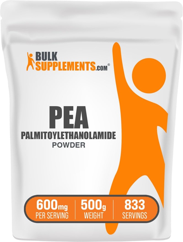 bulk Assupports.com 棕榈酰乙酰胺粉末 - Pea Assupport, 棕榈酰乙酰胺用于免疫支持 - Gluten Free,每服600mg,500g(1.1磅)(包1)