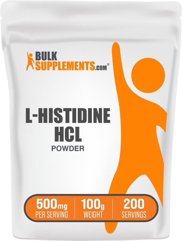 Bulk Assupports.com L-Histidine HCl 粉剂 - L-Histidine 补充剂 - 基本氨基酸,无胶质,每服500mg,100g(3.5 oz)(包1)
