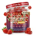 Creatine Gummys for Women, 5000mg 工作前肌肉力量和能量支持,0 糖Creatine Gummy with L-Taurine, Zinc, B12 B6, 草莓Flavor, Vegan - 120 Gummys