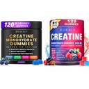 男性和女性的克里坦单水合物,9000MG Creatine Gummys 无糖 - BCAA 2:1, B12 B6 男靴强度,焦点和耐力,Vegan,非GMO