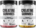 Jacked Factory Creatine Monohydrate Gummys 5g Dise(每Gummy1克) - Creatine Gummy for Men and Women, Vegan-Friendly, Travel-Friendly, 第三方测试 - 150 Gummys, 西瓜和柠檬