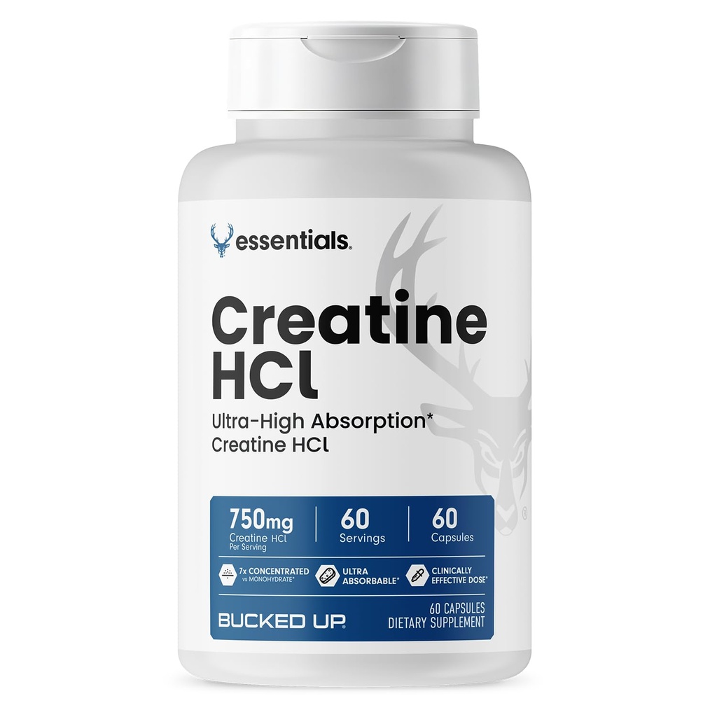Bucked Up - Creatine HCL, 750mg service - 60 services (60 Capsules) (英语).