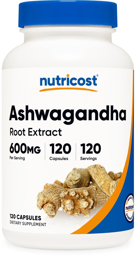营养成本 Ashwagandha 草药补充剂 600mg, 120 Capsules - 蔬菜、非GMO、Gluten Free、Ashwagandha根