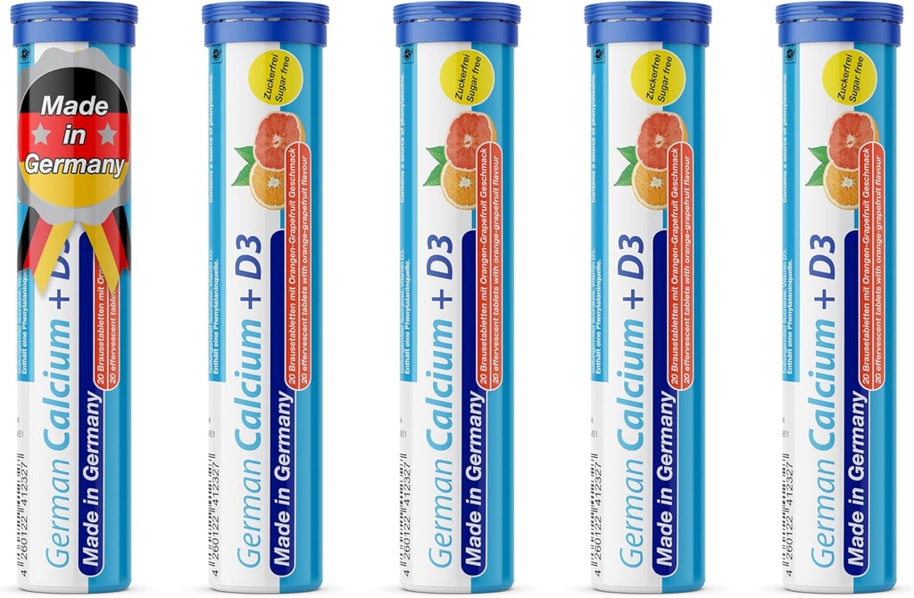 德国钙+VIT. D - 100蔬菜饮料 Effervescent 片子 - 橘子 - 葡萄糖 - 德国制造