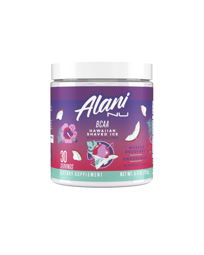 Alani Nu BCAA 夏威夷剃除冰 → 分支链 必需氨基酸 → 2:1:1 公式 → 补充 粉 → 肌肉恢复维生素 用于工作后 → 30 服务