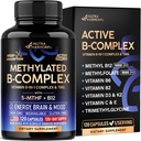 甲基化-与甲基folate & B12的B-Complex - 男女生物可用-9-in-1 甲基多维明 - 能源、脑和Mood - Vegan - 在美国制造 - 120 Capsules, One/日