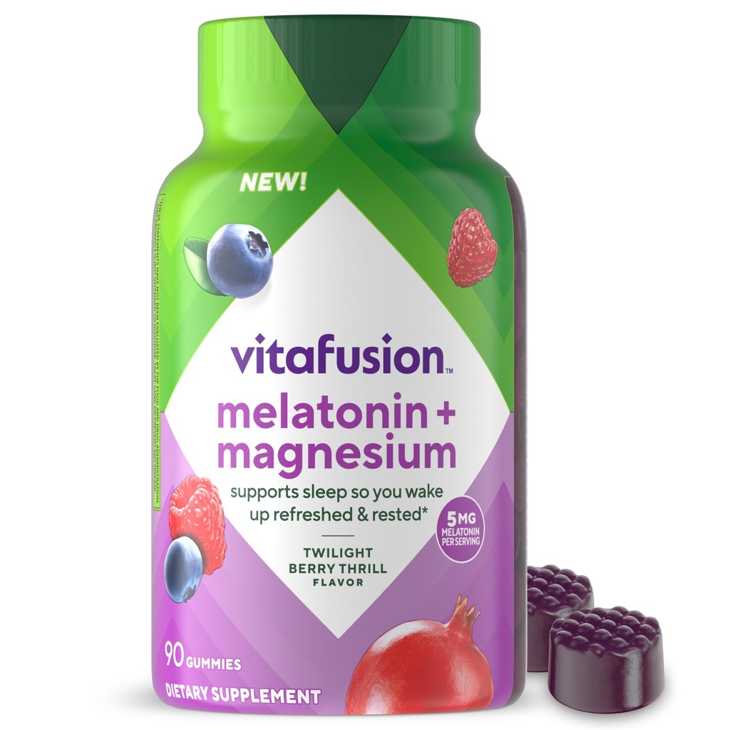 Melatonin Gummys Vitatus Melatonin Gummys = 5mg = 90 Counter = 成人用镁的Gummy = Berry Flavor = Gluten 和无乳品的补编