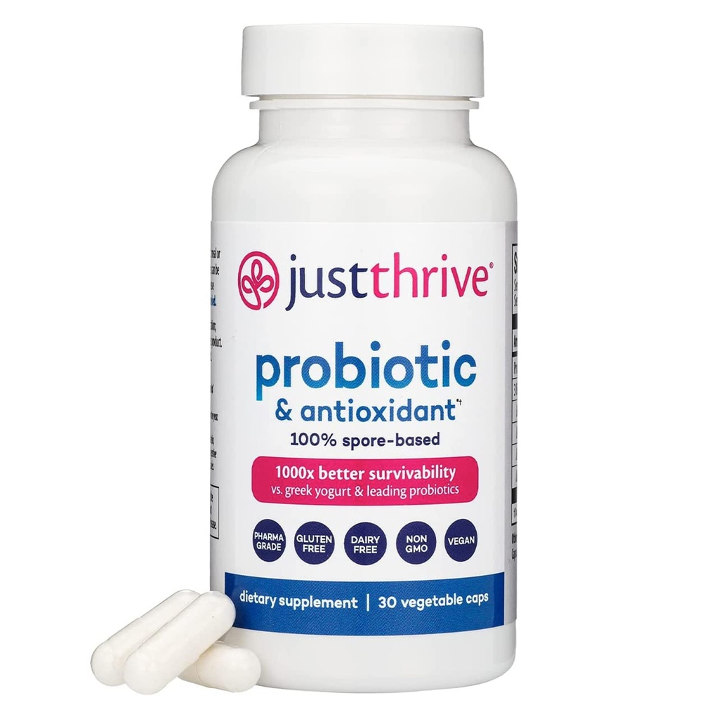 只有Thrive Probiotic & Antioxidant 补充剂 - 100% Spore 基础消化和免疫支持 - Gluten Free, 30 Caps