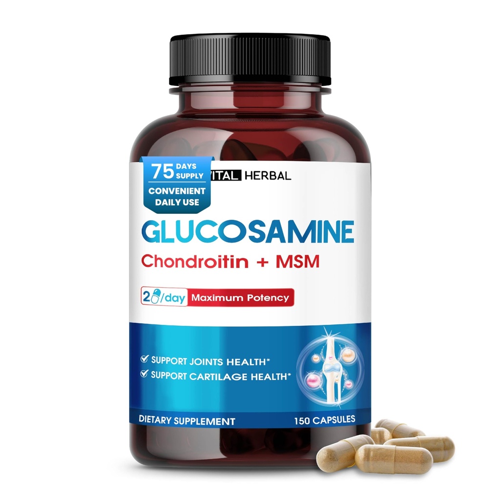 维塔利HERBAL Liposomal Glucosamine 配有Chondroitin、MSM-最大概率-支持联合企业、Cartilag-在美国制造