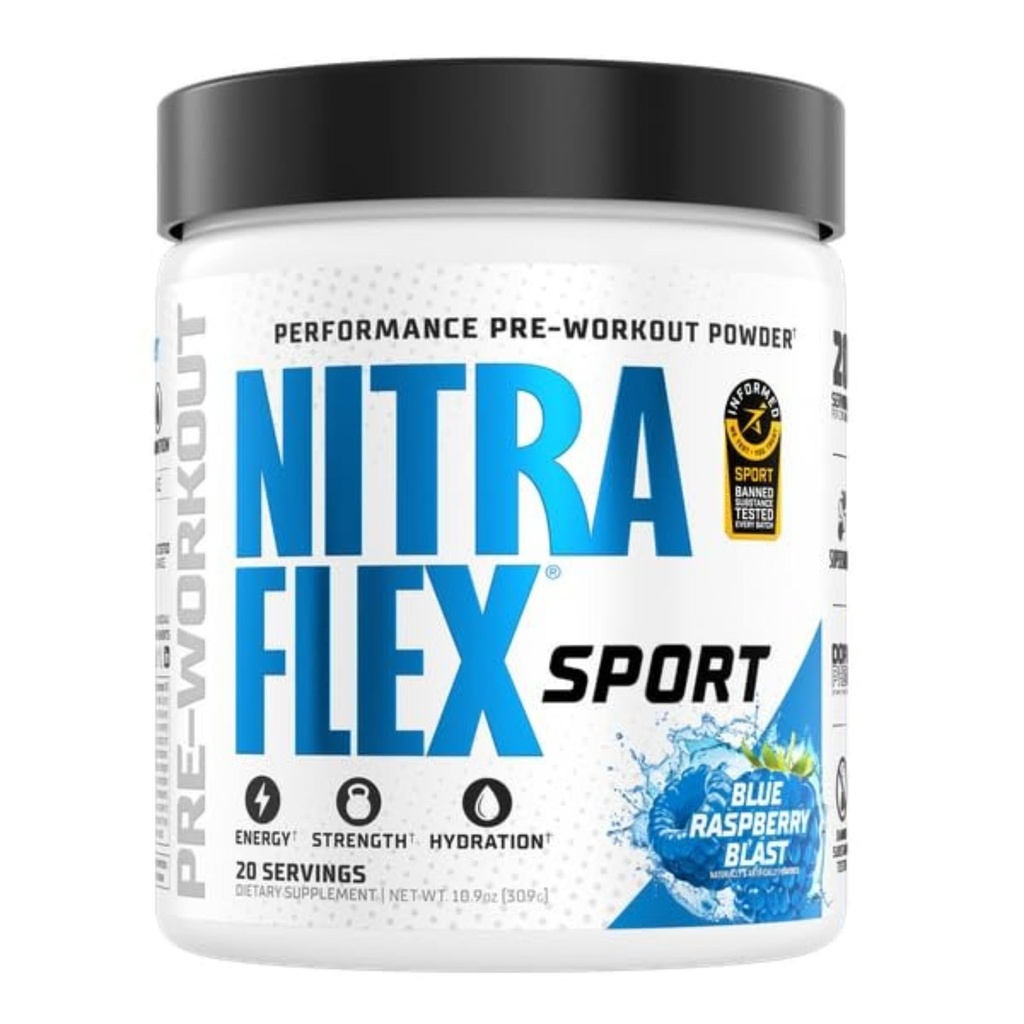 Nitraflex 运动 蓝莓 预选工作粉,禁用药物 免费, 知情选择认证,水分, 氯丁二烯, Beta-Alanine, Betaine, 20种服务