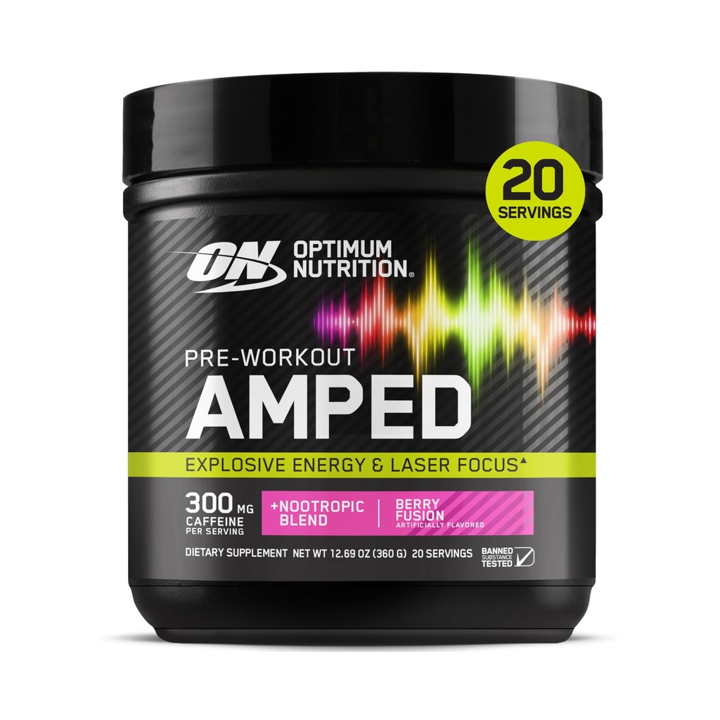 最佳营养剂 配有Citrulline、Beta-Alanine、Nootrophics和300毫克咖啡因能源、Berry Fusion、20种服务(包装May Vary)