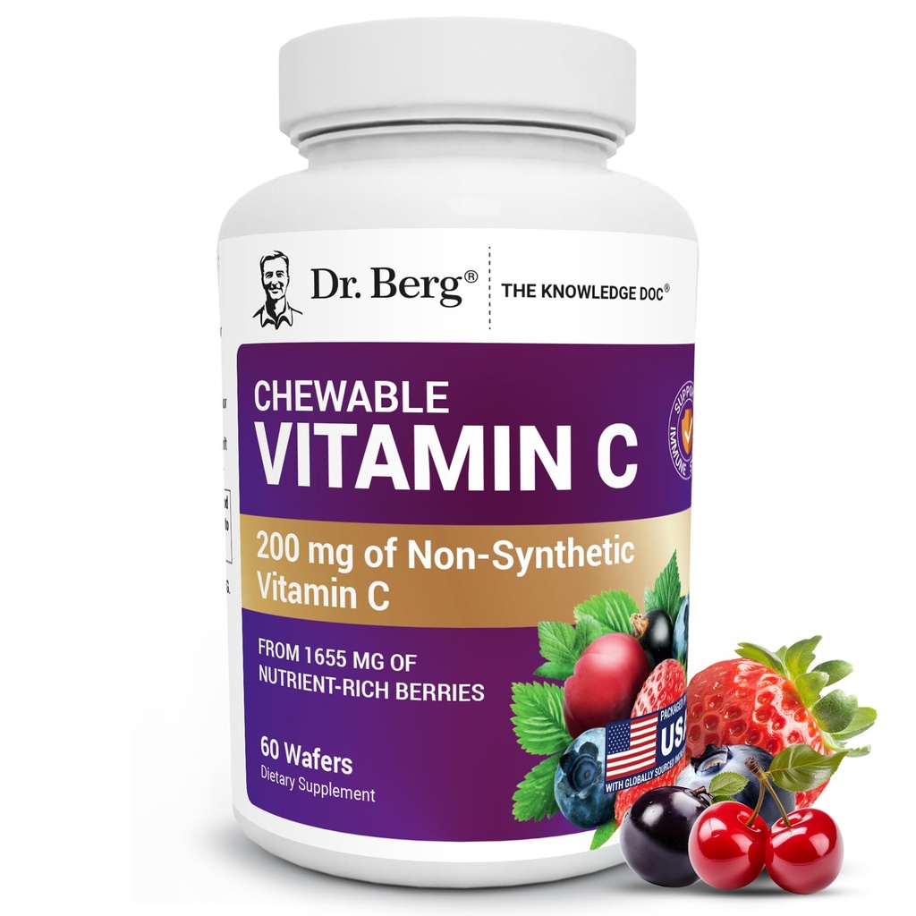Berg Chewable Vitamin C Complex博士 -- -- 用有机、非GMO Berries制成 -- -- 60种美味的瓦费尔