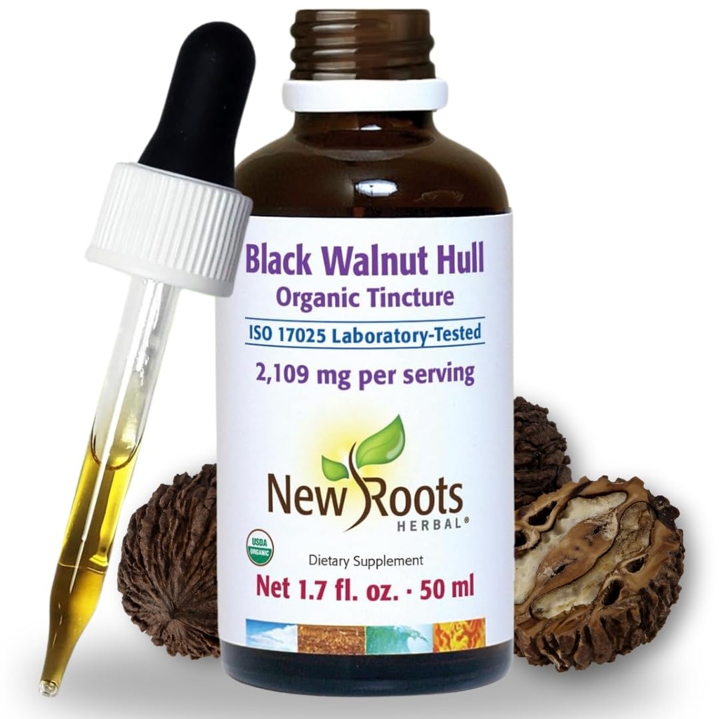 Wild Black Walnut Hull Tincture | Organic Liquid Drops (50 ml) | Super Concentrated, Powerful Detox and Cleanse Herbal Supplement Extract (2109 mg/Serving) | 10 Servings for Gut & Digestive Support