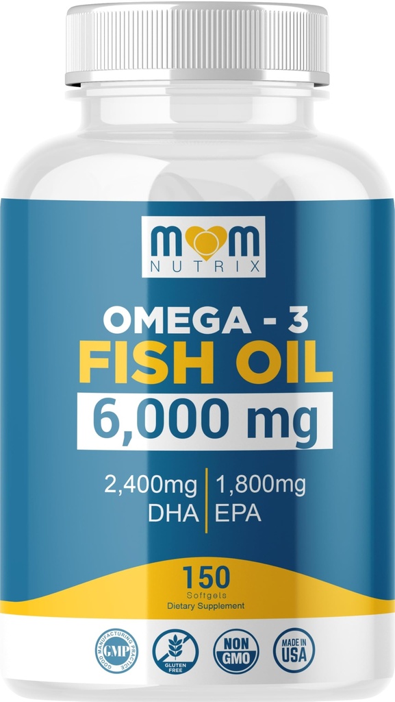 Omega 3 鱼油加最大EPA DHA - 支持大脑,肝脏,心脏和豁免 - 美国制造 - 150软胶