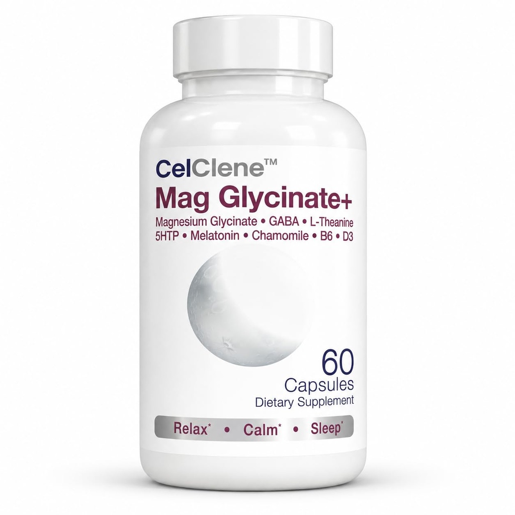 Magnesium Glycinate+ Supports Stress Relief, Sleep, Heart Health, Nerve Health, Muscle Health, and Metabolism with Magnesium Glycinate, GABA, L-Theanine, 5-HTP, Melatonin, Vitamin B6, and Vitamin D3