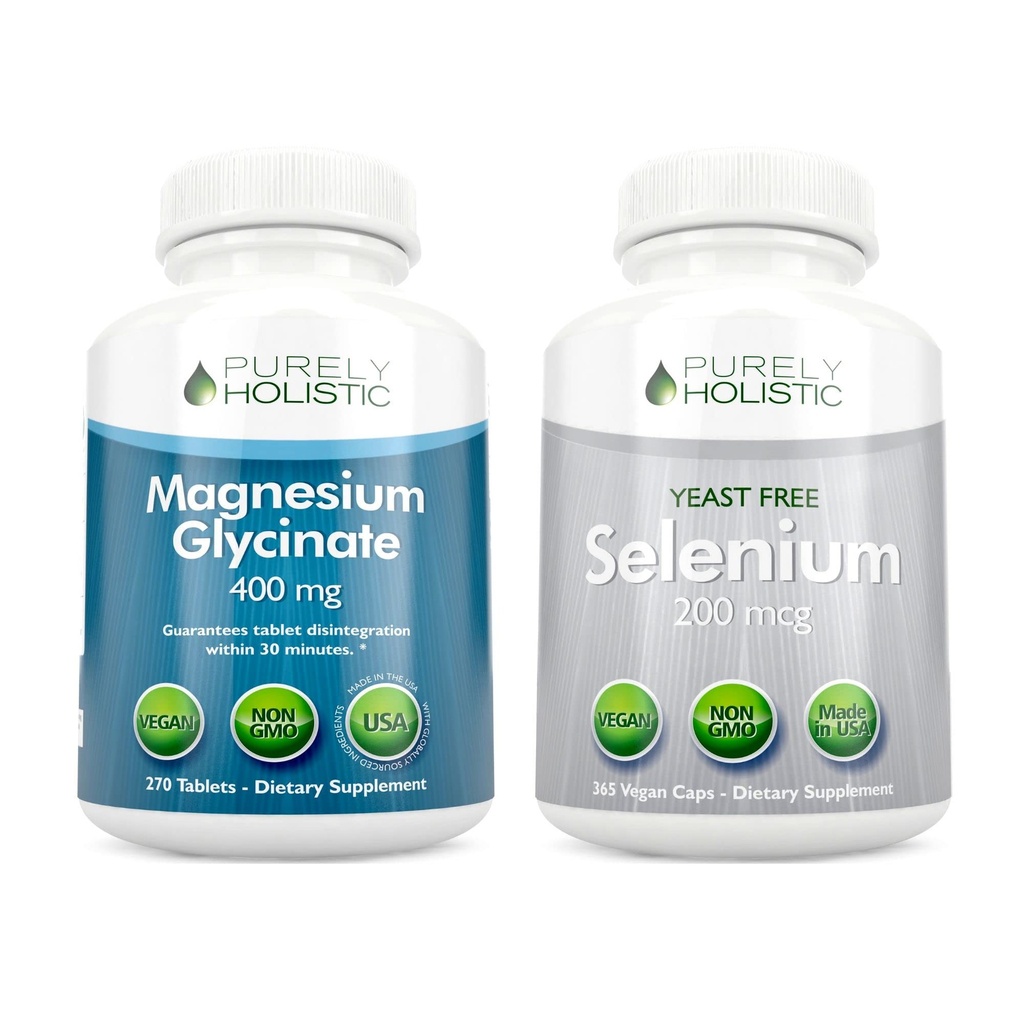 甘化镁 400mg + 硒 200mcg - Vegan Bundle - 270块板块 & 365个卡普尔 - 在美国制造