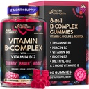 Vitamin B-Complex Gummies for Women & Men - Full B Complex & B12 - 60 Gummy