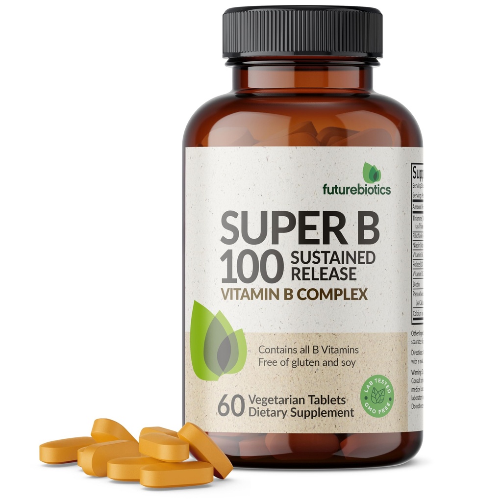 未来生物素 超级B 100 持续释放维生素B 复合型非GMO,60 蔬菜片