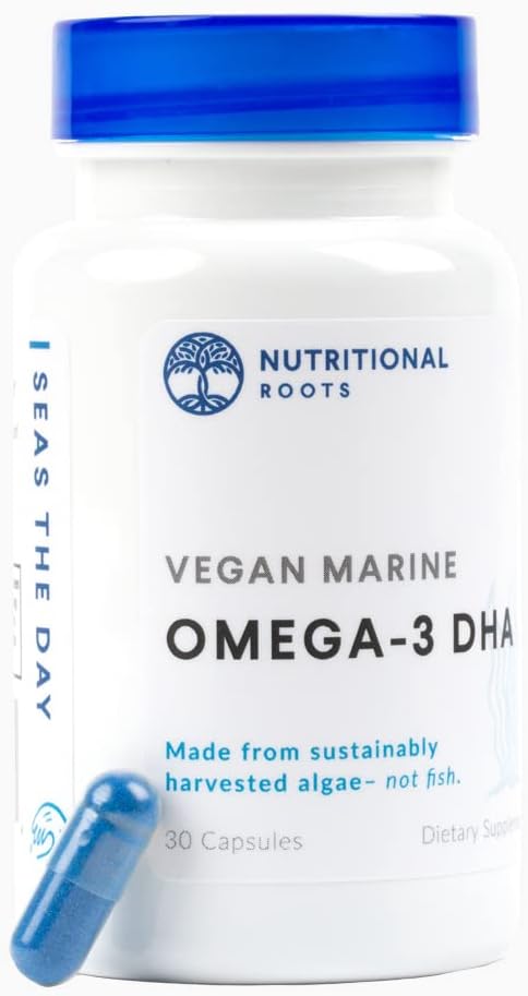 Omega 3 Algae DHA Vegan - Omega 3 DHA 补充品,以植物为主的Omega-3 有机藻,有机基亚,有机叶草种子 第三方测试,医生的选择,1个月供应,30卡普勒斯