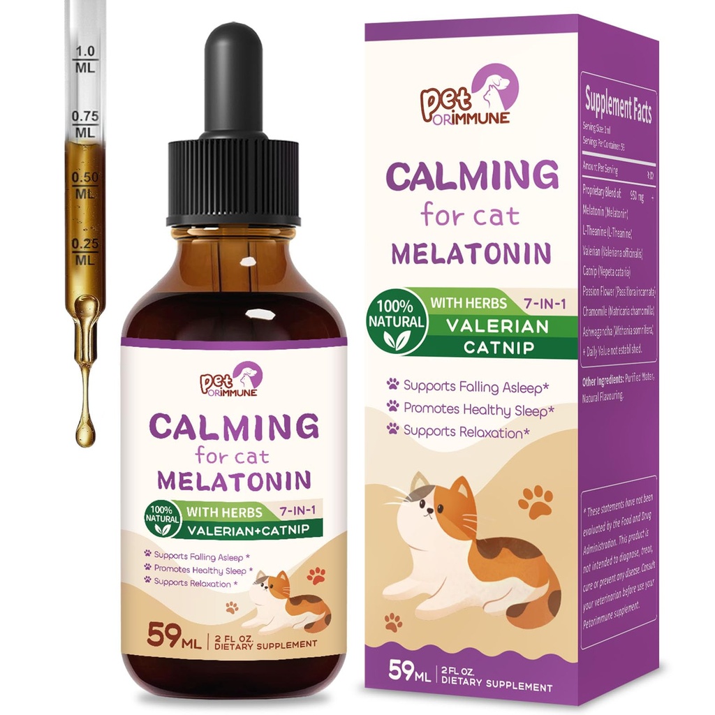 猫·梅拉托宁 自然冷却滴 支持堕落 沉睡 健康睡眠 草药提取 放松 补充 L-Theanine, Valerian, Catnip, Passion Flower and Chamomile. 2 oz