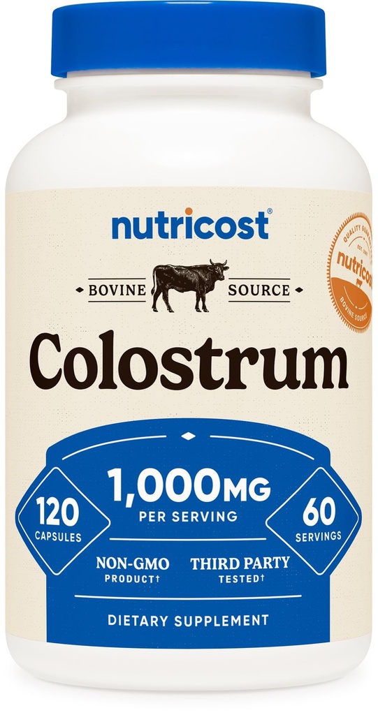 营养成本Colostrum 1 000mg, 120 Capsules - Gluten Free & Non-GMO, 60名服务人员