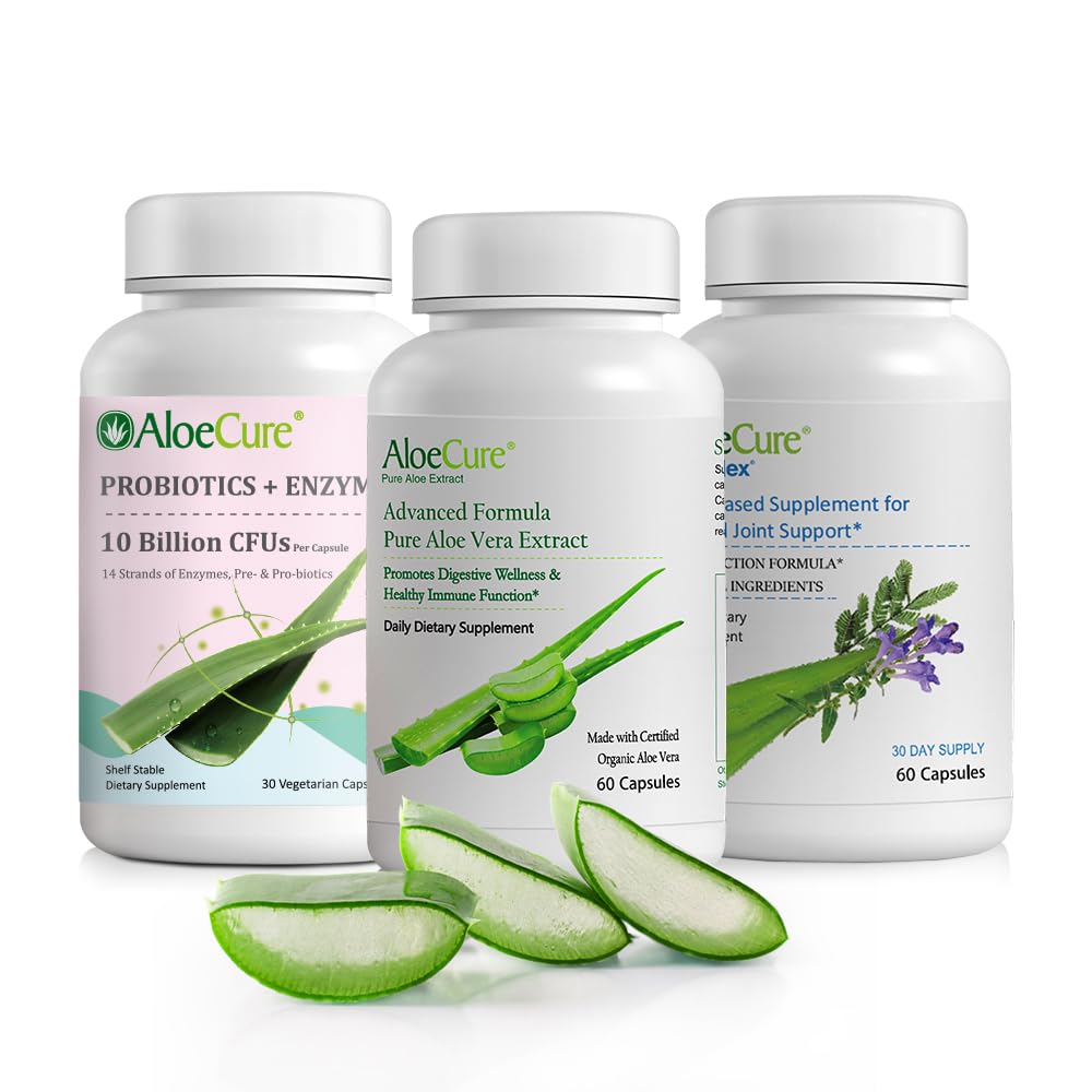 AloeCure 有机Aloe Vera Capsules 包 - 3片 - VeraFlex, Aloe Vera Capsules, Probiotics + 酶