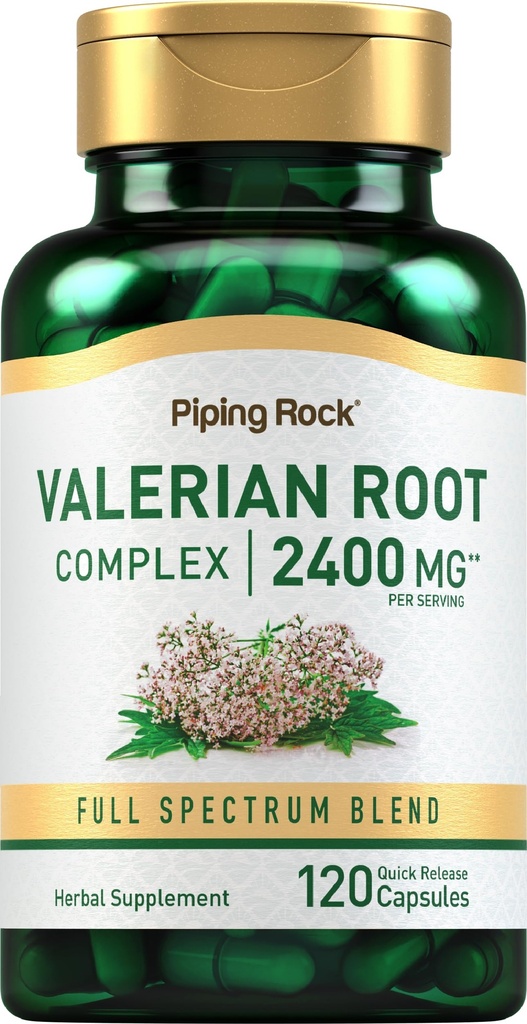 Piping Rock Valerian Root Capsules 2400 mg QQ 120 Counter QQ 抽取补充 QQ Herbal Blend QX 非GMO, Gluten Free