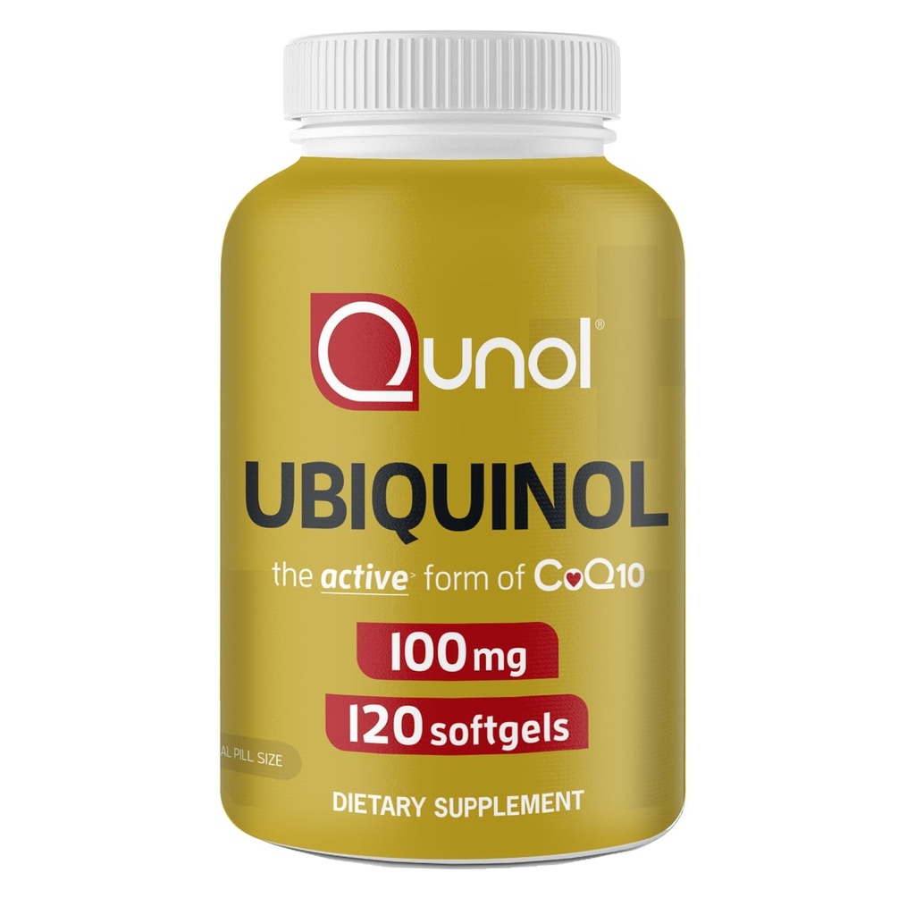 Qunol 100mg Ubiquinol, 用于心脏和血管健康的强抗氧化剂, 能源生产的基本原理, 天然补充活性形式 Coq10, 120 Counter