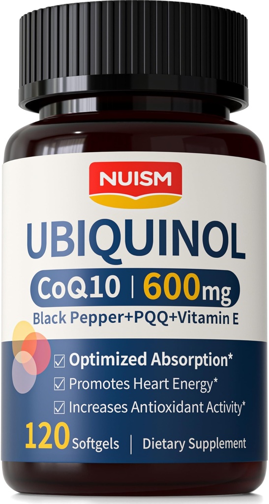 CoQ10 600mg 软胶,Ubiquinol Q10 辅酶,Coq 10 600mg 维生素最大吸收,抗氧化剂支持心脏健康和能源