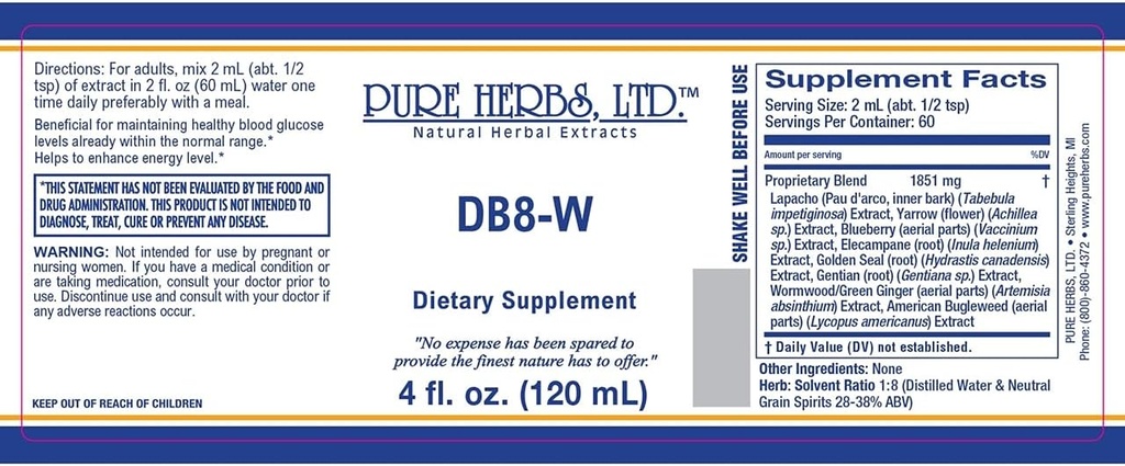 纯草药有限公司 DB8-W(4 oz.