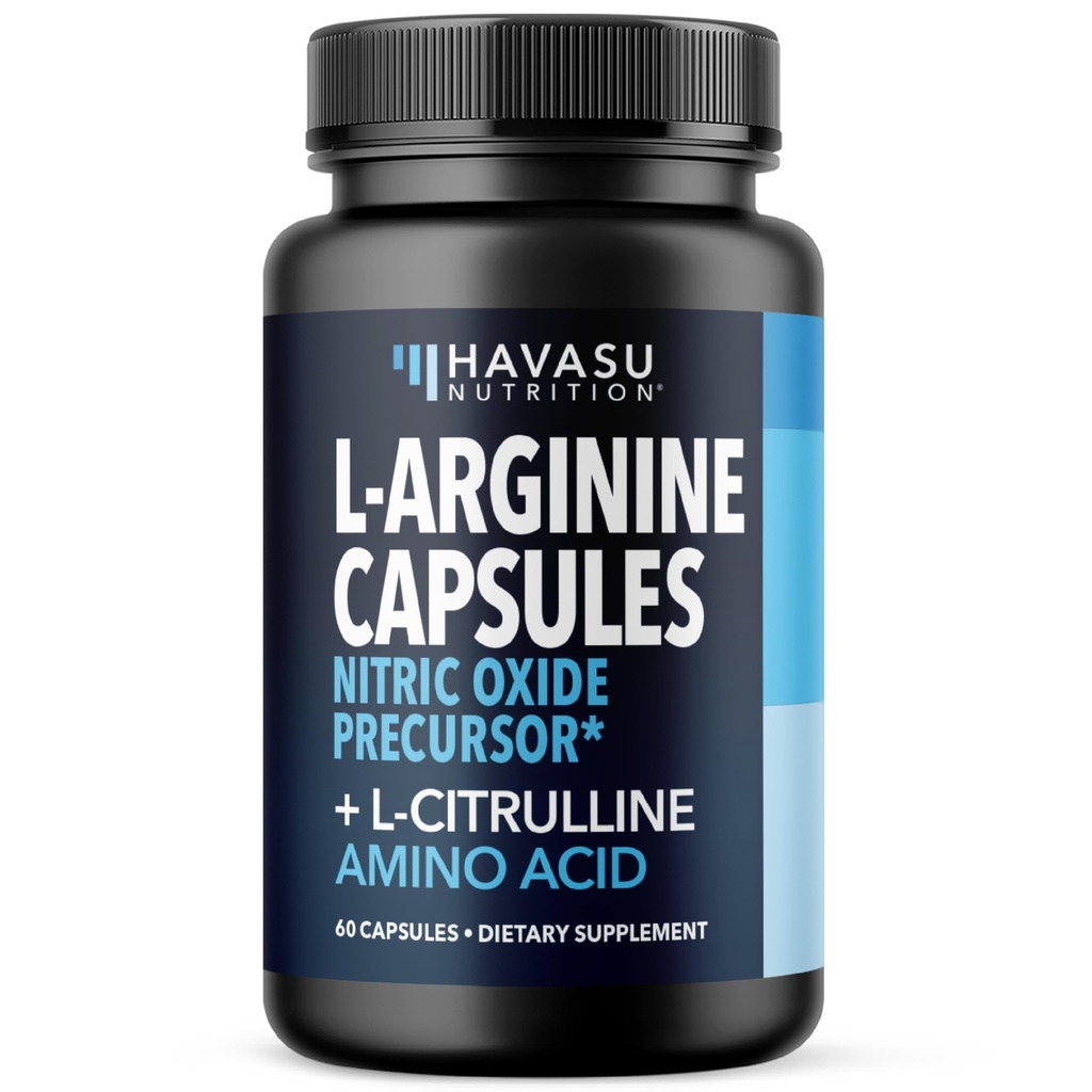 L-Arginine Capsules with L-Citrulline - Nitric Oxide 补充 - L Arginine 和 L Citruline 混合剂 - 60 Counter - Vegan, N-GMO Capsules for 性能,耐力和肌肉支持 - 1个月供应