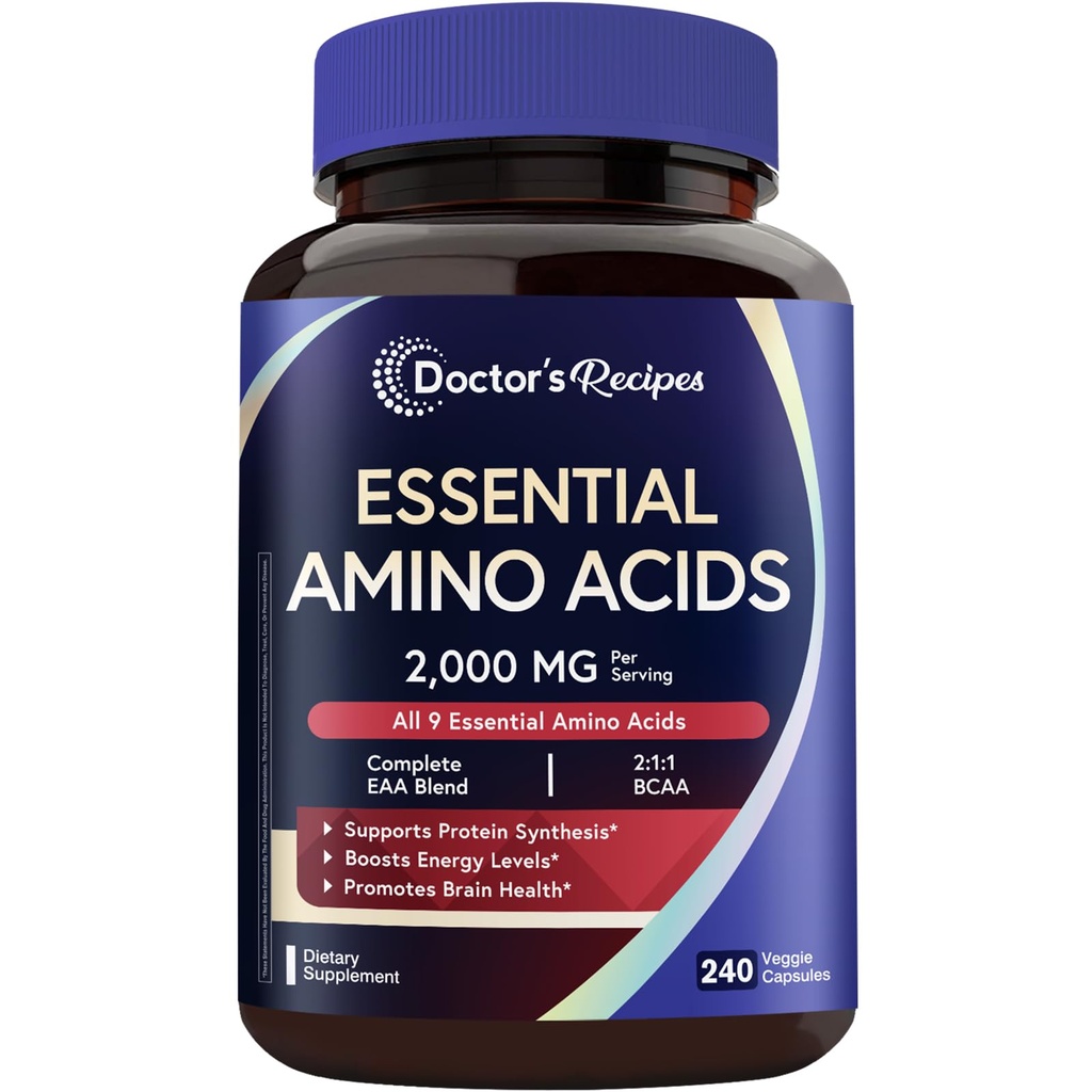 医生的食谱基本氨基酸补充剂,全部9种基本氨基酸,BCAA 2:1:1,240 Veggie Capsules