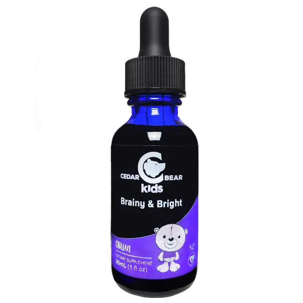 Cedar Bear Brainy & Bright for Kids - 支持冷静与精神焦点 1 FL Oz