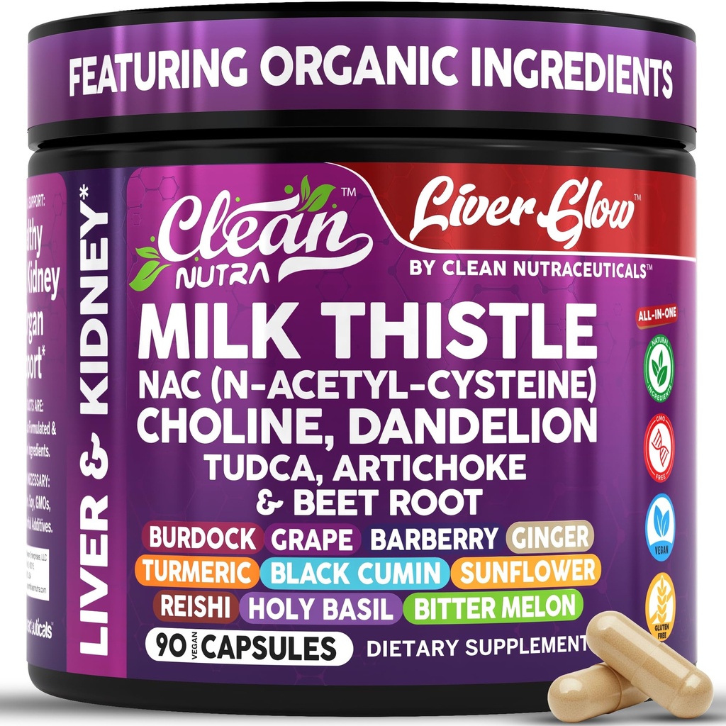 清洁 Nutra 有机牛奶 硝酸盐 补充 QQ Liver Cleanse Detox & 维修 + NAC Choline Dandelion Root TUDCA Artichoke Beet Root Burdock 圣巴斯尔 Kidney & Liver 支持 90 Vegan Capsules