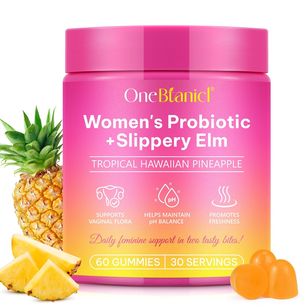 女性亲生药物 Gummys, Vaginal Women Probiotic, Femical balance pH Gummys for Health Odor, Improve Immune, 支持阴道健康, 配有 Slippery Elm(60 Gummys)