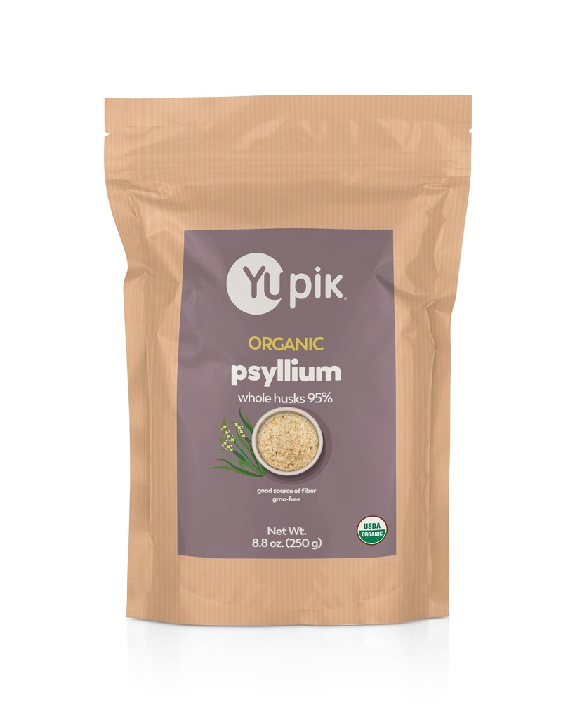 Yupik 有机整体 Husk Pyllium 8.8 Oz (Pack of 6), 95% 纯度,可溶性纤维, USDA认证, 非GMO, Kosher, Gluten-free, 无糖和脂肪, 不受味, 植物