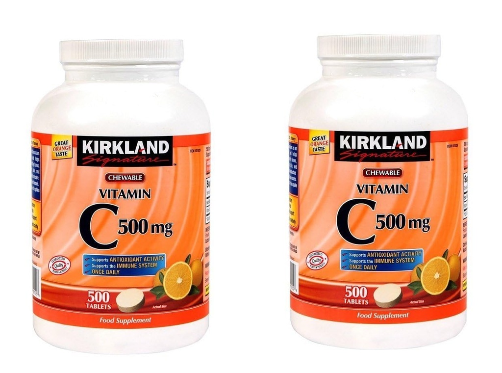 柯克兰维生素C(500毫克),丹吉·奥兰治(Tangy Orange),可切片,500个计数(包2)