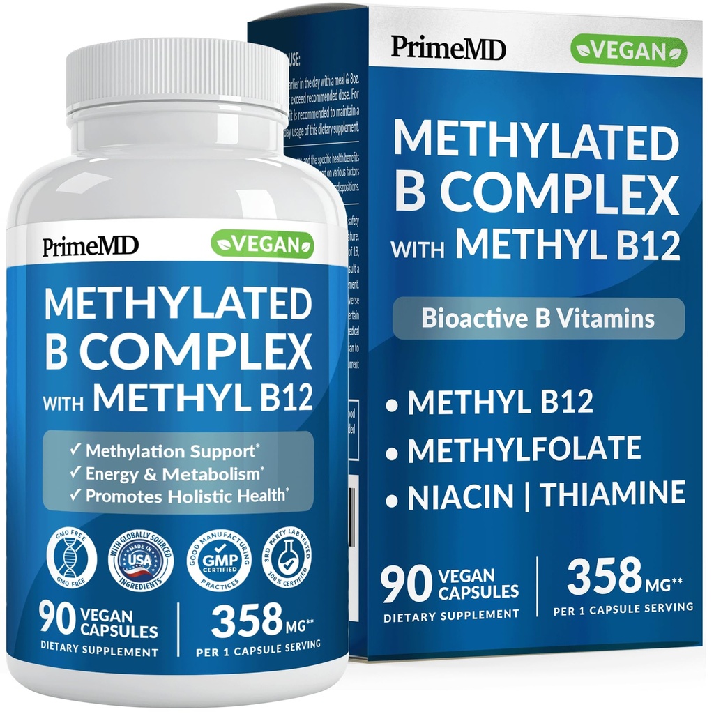 含有甲基folate和B12甲基Cobalamin的B复合体 1000 mcg -- -- 用于能源、大脑功能和健康的甲基多维素 -- -- 供男子和妇女使用的维生素B复合体(90种服务)(第1包)
