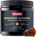 Berberine 1500mg Gummys Sugar-Free,97%纯度有机Berberine,Immune健康支持,Berberine 成人补充,60 Pectin Gummys