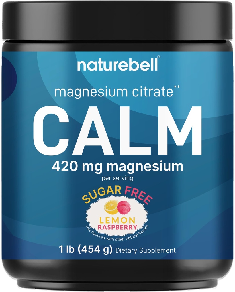 Calm Magnesium Powder, 1lb | Drink Mix for Sleep, Muscle, Bone & Mood Support – Sugar Free Lemon Raspberry Flavor – Chelated Magnesium Citrate for High Absorption – Vegan, Non-GMO