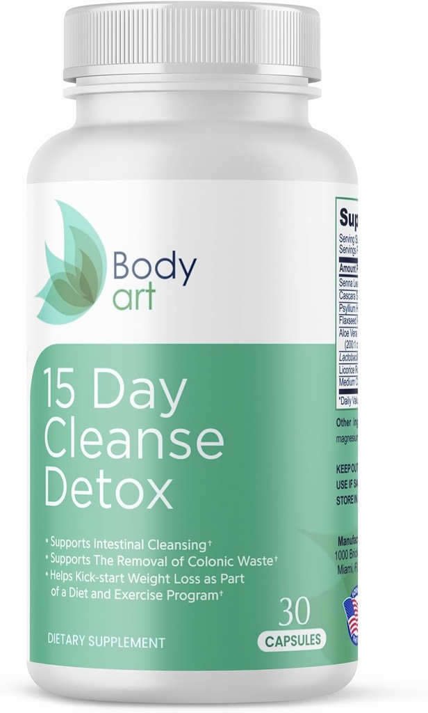 身体艺术 15日 Colon cleanse Detox – 自然摄取健康卡普尔 – 温柔支持男女 – 30 Counter