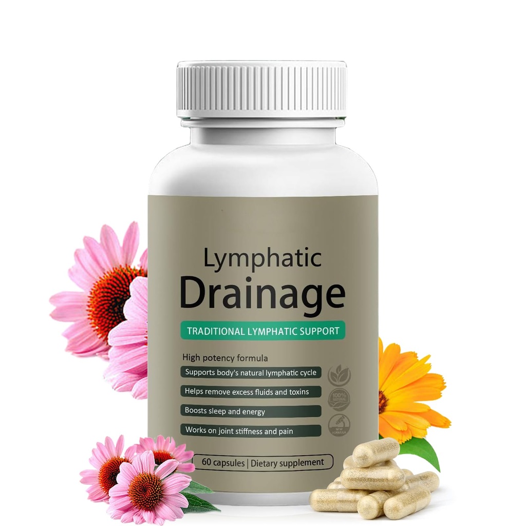 Lymphatic Drainage Capsules | Lymphatic Support Supplement | Supports Bloating, Fluid Balance & Daily Lymphatic Wellness | with Dandelion, Cleavers & Echinacea | Non-GMO, Gluten Free | 60 Count